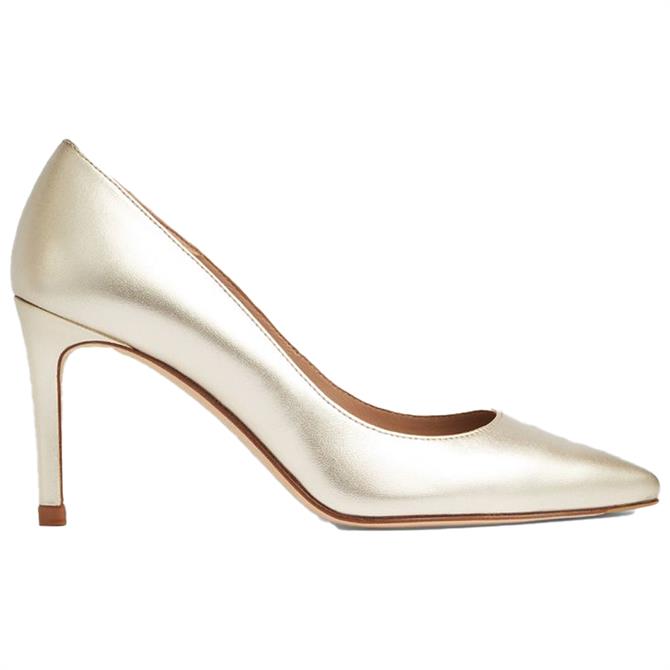 L.K. Bennett Floret Bronze Leather Pointed Toe Courts